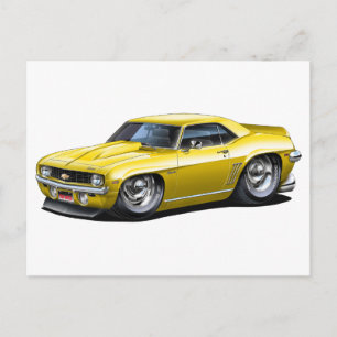 1969 Camaro SS Yellow Car Postcard