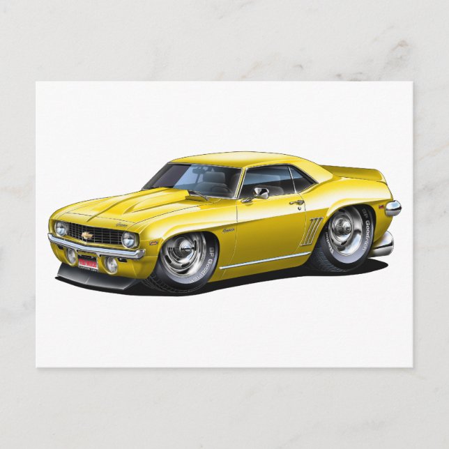 1969 Camaro SS Yellow Car Postcard (Front)
