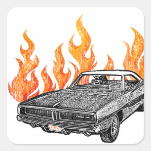 1969 Charger Square Sticker