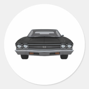 1969 Chevelle SS: Black Finish Classic Round Sticker