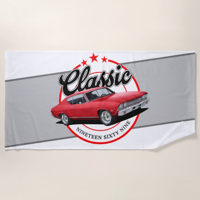 1969 Classic Muscle Car Beach Towel (Front)