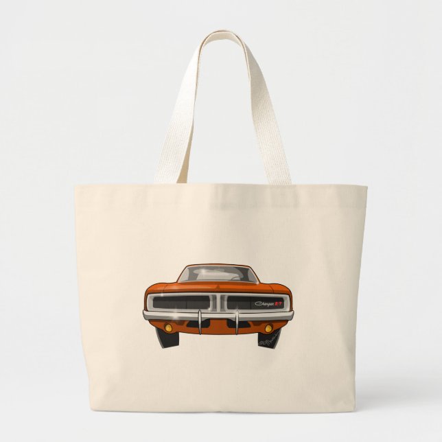 1969 Dodge Charger Large Tote Bag (Front)