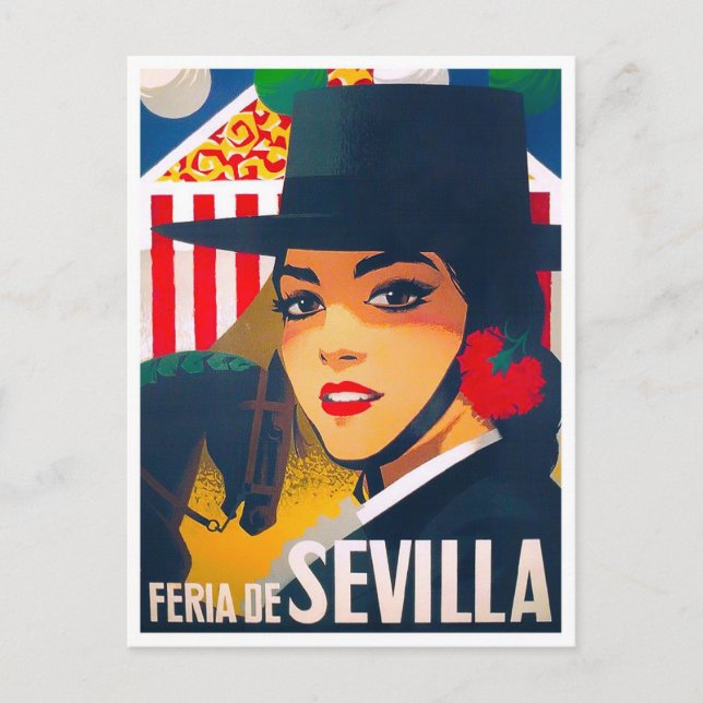 1969 Feria de Sevilla Spain vintage travel Postcard (Front)
