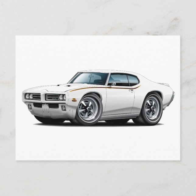 1969 GTO Judge White Car Postcard (Front)