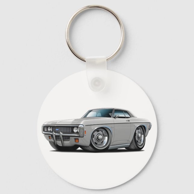 1969 Impala Silver-Black Top Car Key Ring (Front)