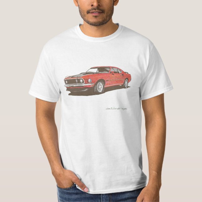 1969 Mach I Mustang drawing in dots!!! T-Shirt (Front)