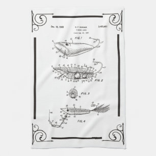 1969 patent drawing fish lure kitchen towel
