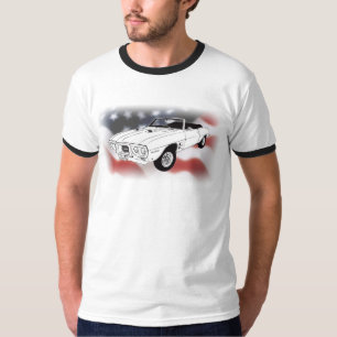 1969 Pontiac Firebird over USA flag T-Shirt