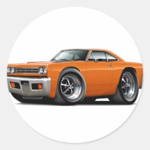 1969 Roadrunner Orange Car Classic Round Sticker