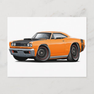 1969 Super Bee Orange-Black Stock Wheels Postcard