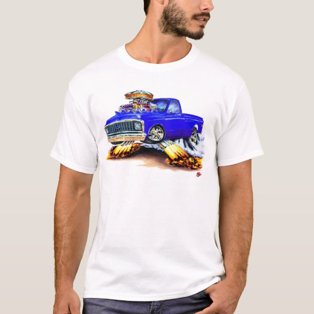 1970-72 Chevy C10 Blue Longbed T-Shirt (Front)