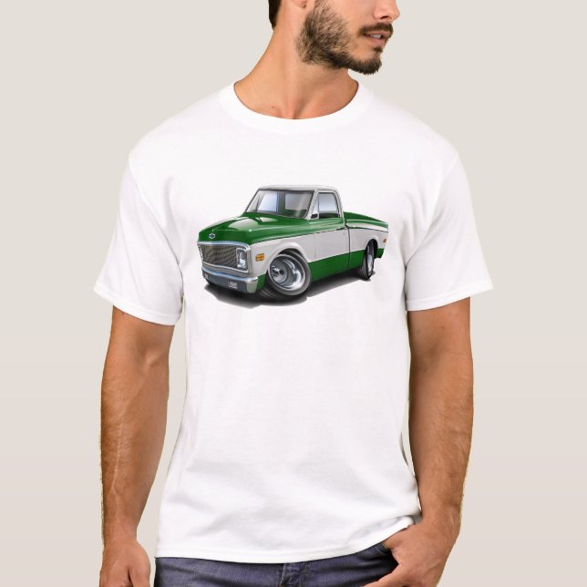 1970-72 Chevy C10 Green-White Truck T-Shirt (Front)