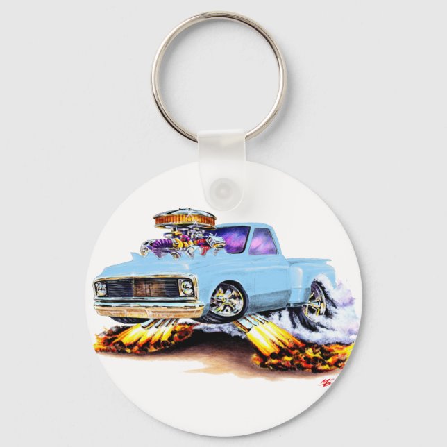 1970-72 Chevy C10 Light Blue Truck Key Ring (Front)