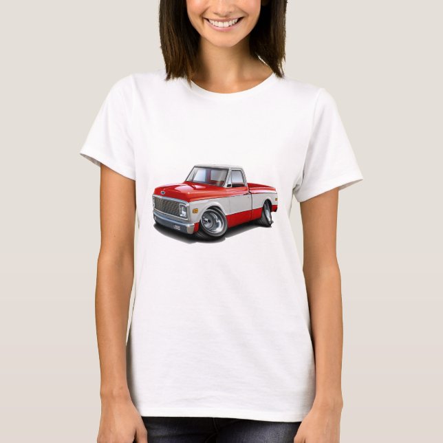 1970-72 Chevy C10 Red-White Truck T-Shirt (Front)