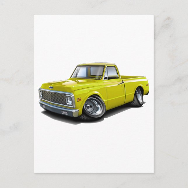 1970-72 Chevy C10 Yellow Truck Postcard (Front)