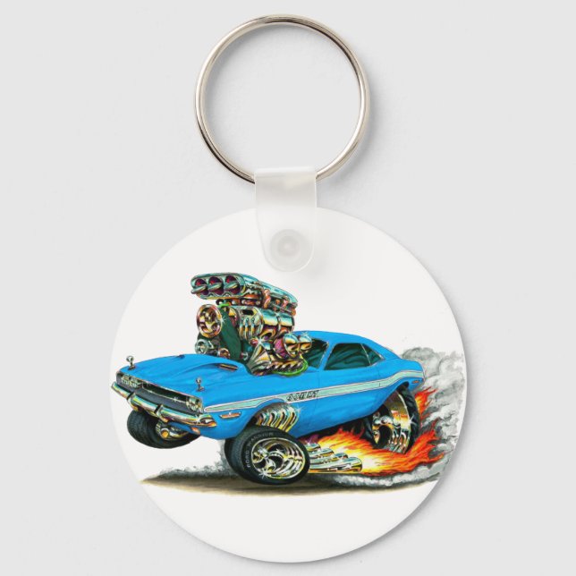 1970-72 Dodge Challenger Lt Blue Car Key Ring (Front)