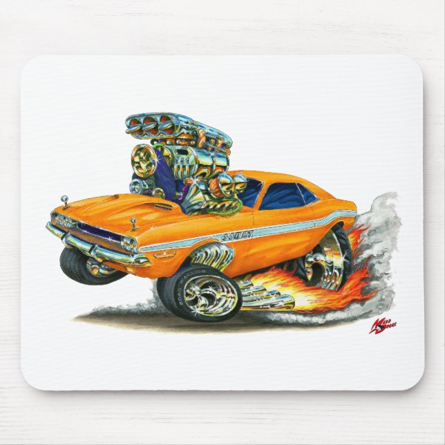1970-72 Dodge Challenger Orange Car Mouse Pad (Front)