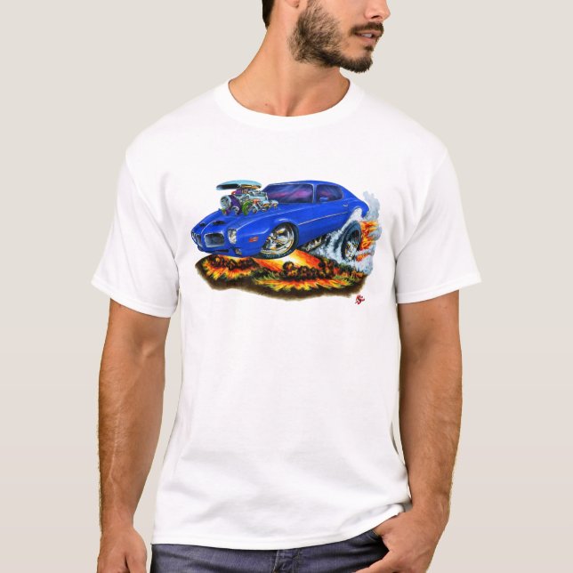1970-72 Firebird Blue Car T-Shirt (Front)