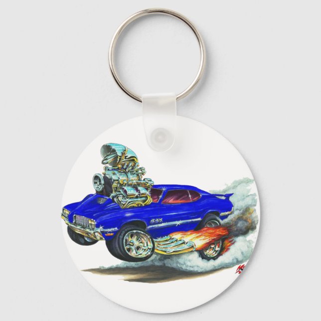1970-72 Olds Cutlass 442 Blue Car Key Ring (Front)
