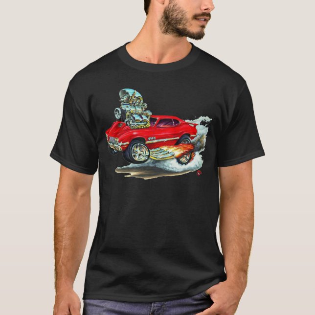 1970-72 Olds Cutlass 442 Red Car T-Shirt (Front)