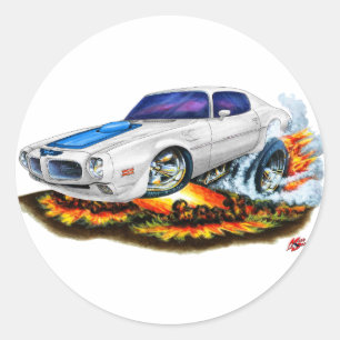 1970-72 Trans Am White Car Classic Round Sticker