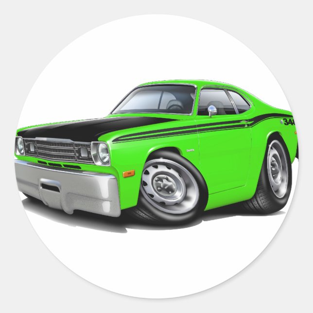 1970-74 Duster 340 Lime Car Classic Round Sticker (Front)