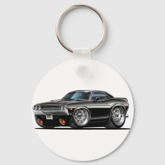 1970 Challenger Black Car Key Ring (Front)