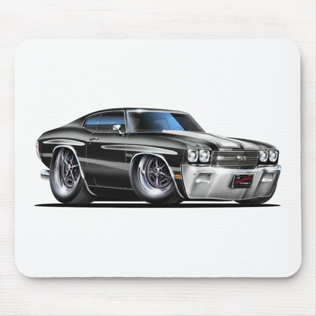 1970 Chevelle Black-White Car Mouse Pad (Front)