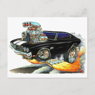 1970 Chevelle Black-White Car Postcard