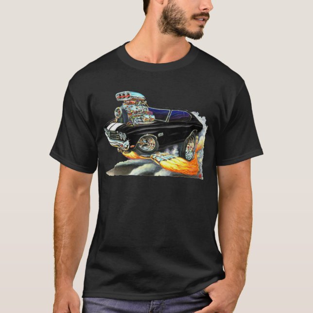 1970 Chevelle Black-White Car T-Shirt (Front)