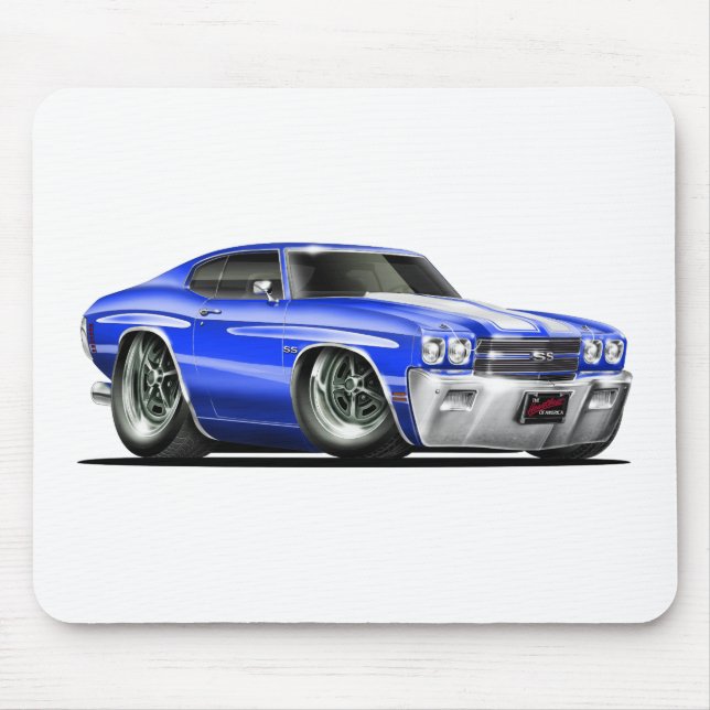 1970 Chevelle Blue-White Car Mouse Pad (Front)