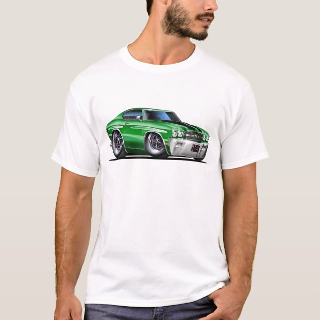 1970 Chevelle Green-Black Car T-Shirt (Front)