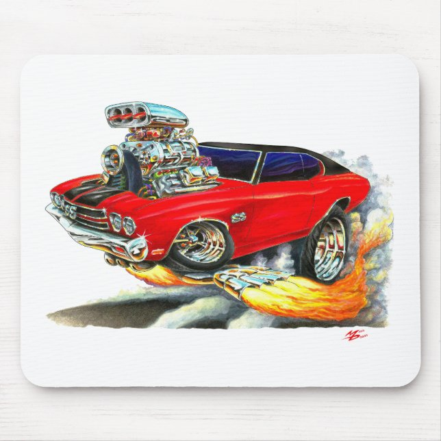 1970 Chevelle Red-Black Top Car Mouse Pad (Front)
