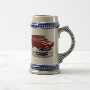 1970 Chevelle Red-White Car Beer Stein
