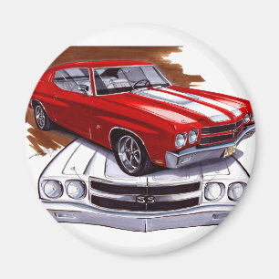 1970 Chevelle Red-White Car Magnet