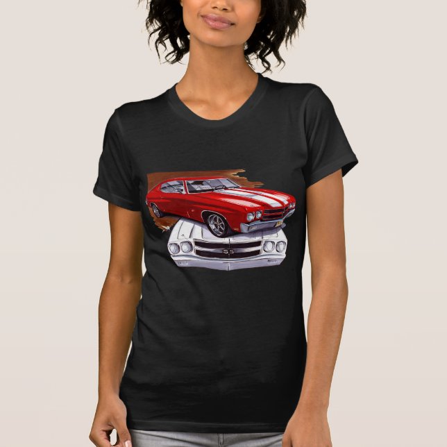1970 Chevelle Red-White Car T-Shirt (Front)