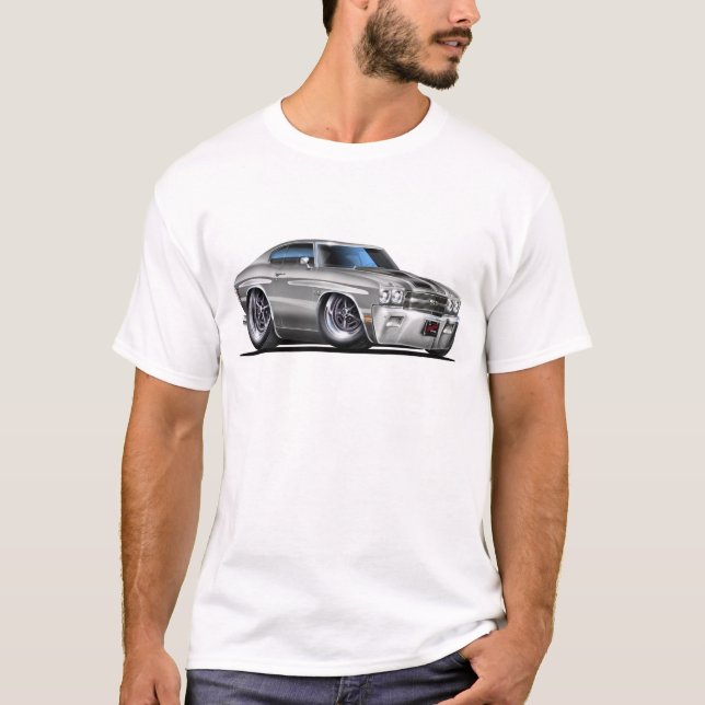1970 Chevelle Silver-Black Car T-Shirt (Front)