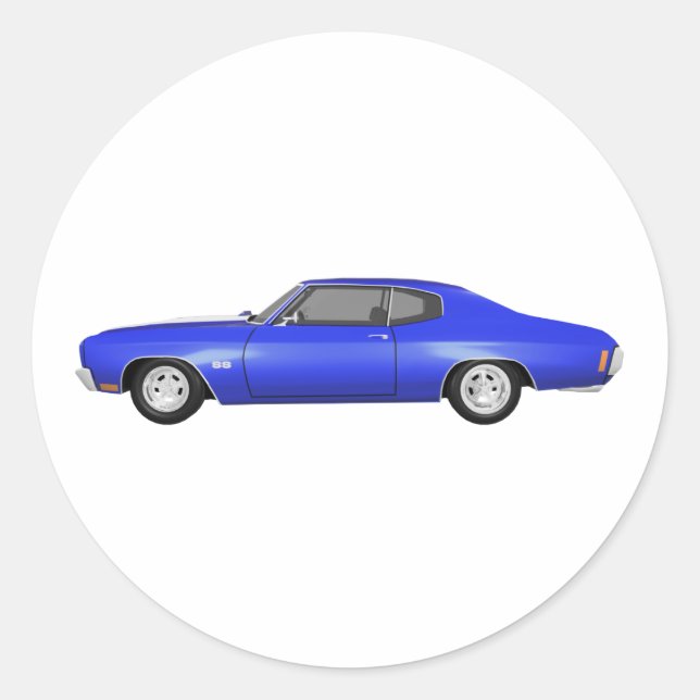 1970 Chevelle SS: Blue Finish: Classic Round Sticker (Front)