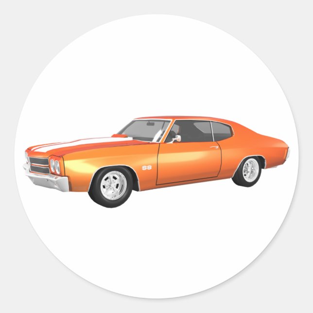 1970 Chevelle SS: Orange Finish: Classic Round Sticker (Front)
