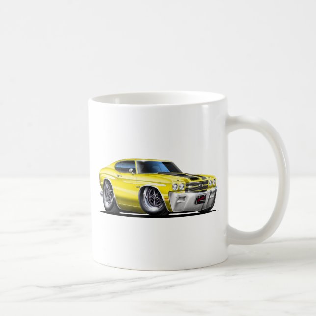 1970 Chevelle Yellow-Black Car Coffee Mug (Right)