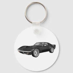 1970 Corvette Sports Car: Black Finish Key Ring