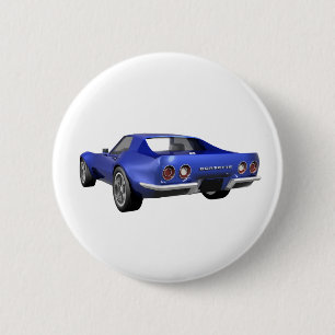 1970 Corvette Sports Car: Blue Finish 6 Cm Round Badge