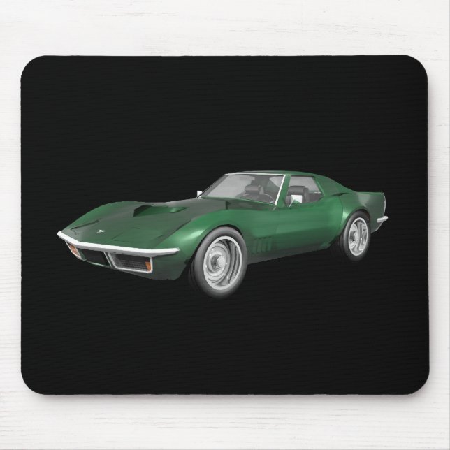 1970 Corvette Sports Car: Green Finish Mouse Pad (Front)
