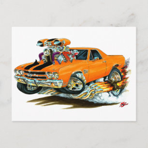 1970 El Camino Orange-Black Truck Postcard