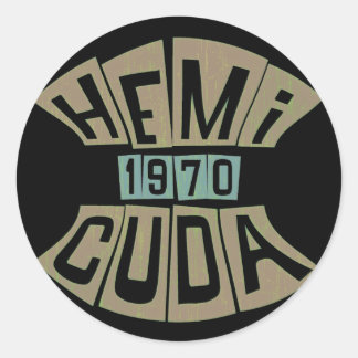 1970 HEMI CUDA CLASSIC ROUND STICKER