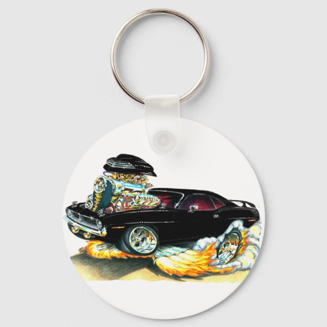 1970 Plymouth Cuda Black Car Key Ring (Front)
