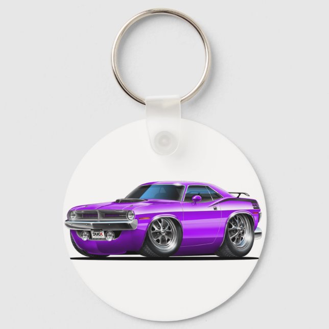 1970 Plymouth Cuda Purple Car Key Ring (Front)