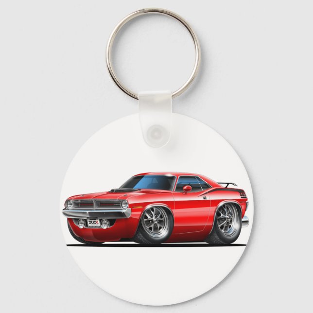 1970 Plymouth Cuda Red Car Key Ring (Front)