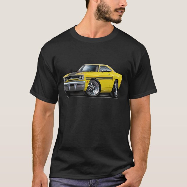 1970 Plymouth GTX Yellow-Black Car T-Shirt (Front)