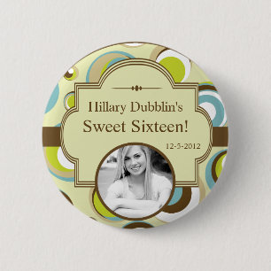 1970 Retro Circle Pattern Fabric Photo Button